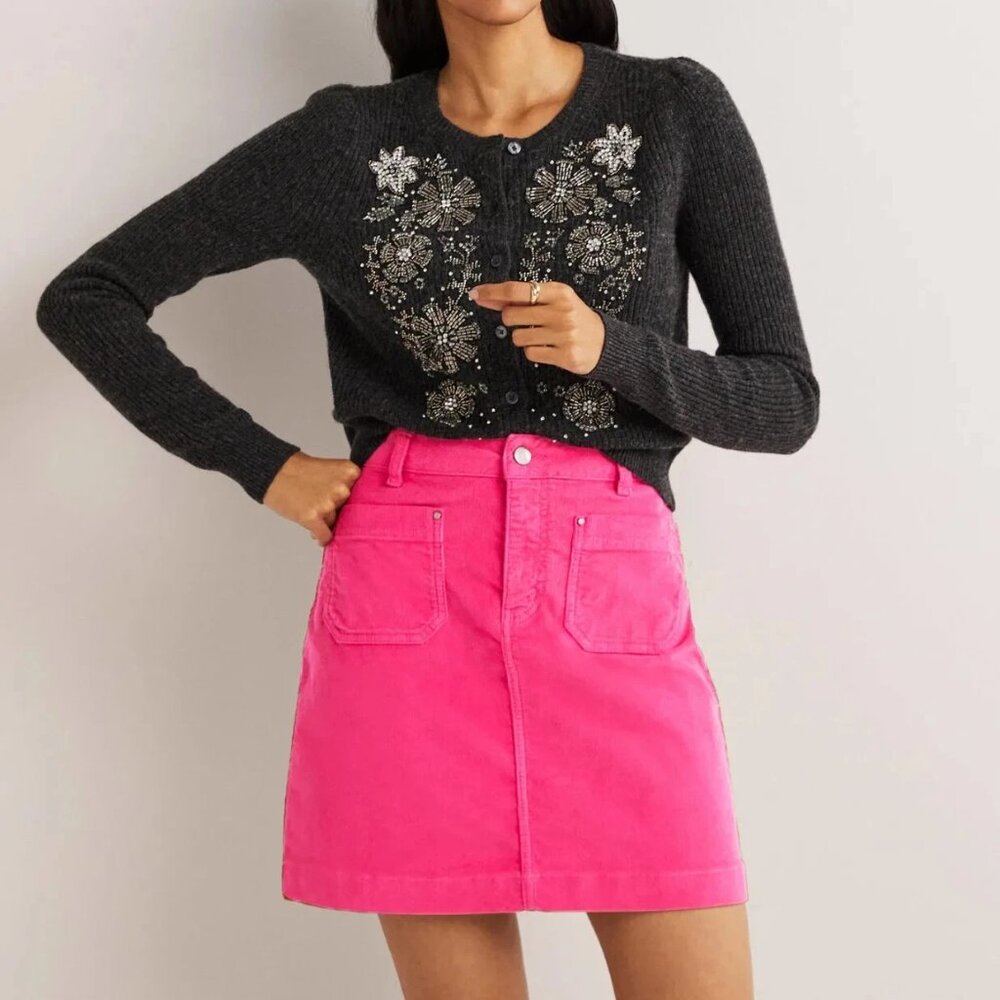 Boden Hot Pink Corduroy Mini Skirt | Size US 14L (UK 18L)